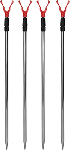 normani 4er Set Teleskop Rutenhalter 75-135 cm Rutenauflage Rutenständer Schnurlaufkerbe U-Auflage Farbe Red