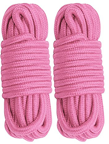 Cosymate Corda in morbido cotone per legare tutti gli usi in cotone spesso intrecciato con nodi intrecciati, diametro 8 mm, lunghezza 5 m, confezione da 2, rosa