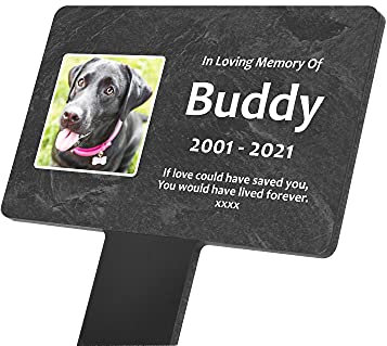 Piquet commémoratif personnalisé effet ardoise pour animal de compagnie