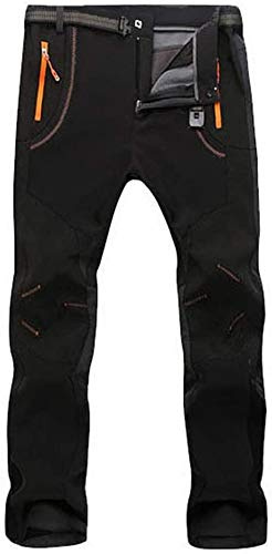 NXDRS Pantalones forrados de forro polar Softshell de invierno para el aire libre con bolsillos con cremallera. Pantalones de trekking Softshell, impermeables, de senderismo
