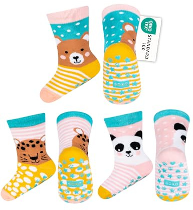 soxo Calcetines Antideslizantes Niño Regalos Originales Bebes 1 Año 12-36 Meses Oso De Peluche Panda Pantera 3 Pares