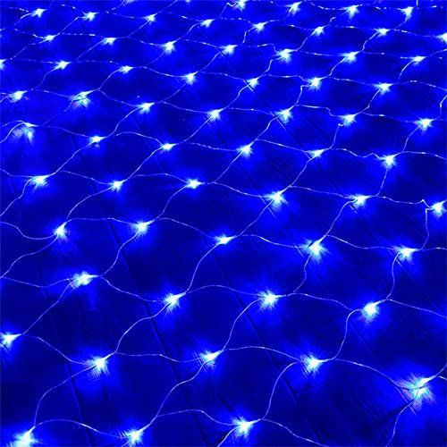 Clignotement Lumière Corde,Fée Leds Filet Lumineuse 8 Modes Lumieres en Filet oour Terrasse Poche Buissons Jardin Festival,Exterieur Etanche Fée Lights Durable,Installation Facile-Bleu 6x4m 880leds