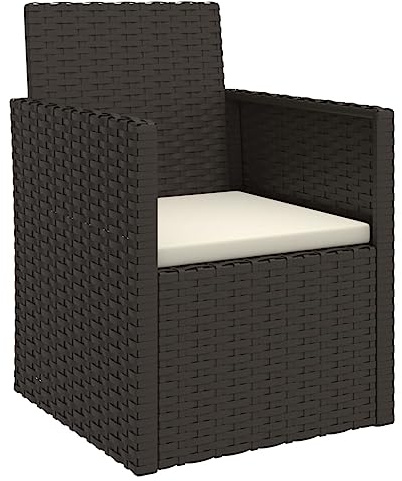Fauteuil de jardin avec coussin Noir Résine tressée