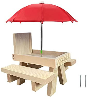 Eichhörnchen-Futtertisch mit Regenschirm Hölzerner Eichhörnchen-Futterspender Langlebiger Eichhörnchen-Futterspender Maiskolben-Halter mit Solider Struktur und Futterhaus Für Eichhörnchen Bausatz