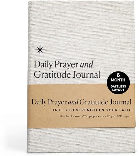 Journal de prière chrétienne et journal de gratitude – Dévotion quotidienne guidée avec versets de la Bible, invites de prière et réflexion – Journal de foi pour homme et femme