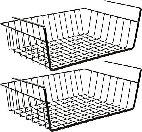 Greenfields Metal Under Shelf Storage Basket - Hanging Metal Wire Storage for Kitchen Organisation, Pantry, Office Use, Crafts, Bathroom or Cabinet - Stackable Design (2)