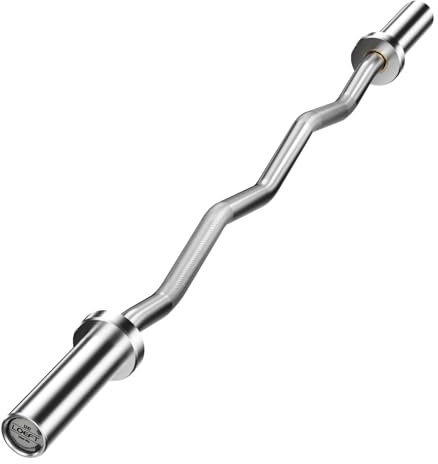 LOEFT EZ Curl - Bilanciere olimpico da 120 cm, capacità 136 kg, con 2 cuscinetti ad ago, manicotto in rame per sollevamento pesi, spinte dell'anca, squat e affondo, per dischi pesi da 5,1 cm