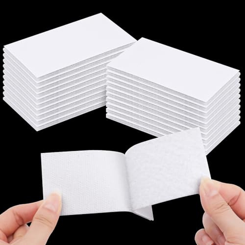 20 Pairs Hook and Loop Tapes, 50×100mm White Self Adhesive Sticky Patches | Double Sided Sticky Fastening strips for Wall Hanging & Home Organisation. Hold items securely without tools. Remove cleanly