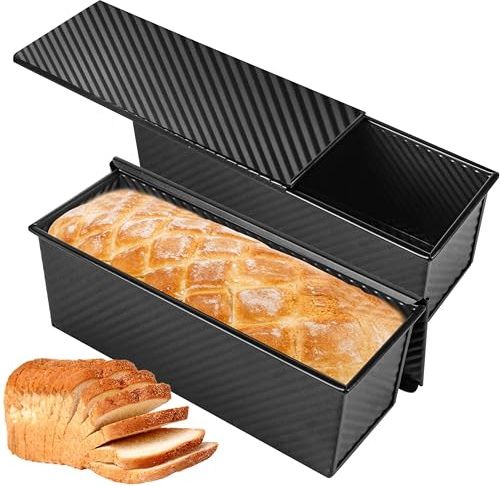 Spmarkt 2-Pack 13x5 Pullman Loaf Pan with Lid, Nonstick, Sandwich Bread