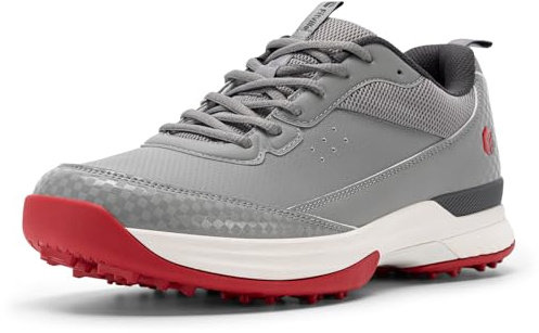 FitVille Men's Golf Shoes Extra Wide Fit Spiked Golf Shoes Comfortable Non Slip Outdoor Casual Sneakers Trainers