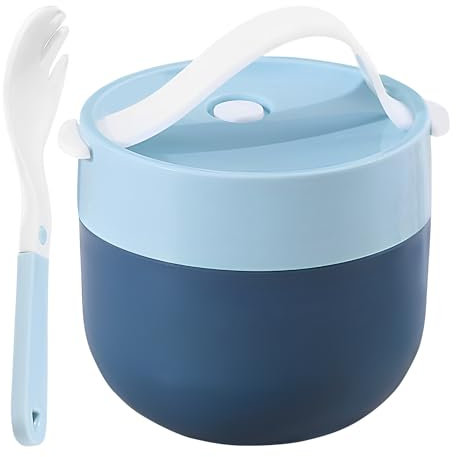 Récipient à soupe – Tasse à soupe pour micro-ondes avec couvercle | Bol alimentaire portable | 600 ml | Récipient thermique avec cuillère | Pot portable étanche pour le travail, l'école, le