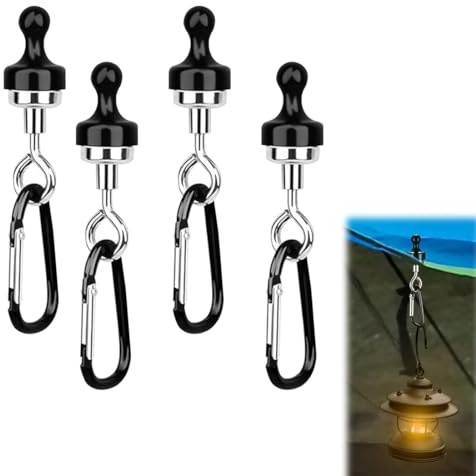 4 Pezzi Ganci Magnetici Extra Forti, Ganci Calamite Potenti da Campeggio, Calamita Potente con Gancio, con Moschettone, Supporto Magnetico per Campeggio Garage Cucina Ufficio Bagno