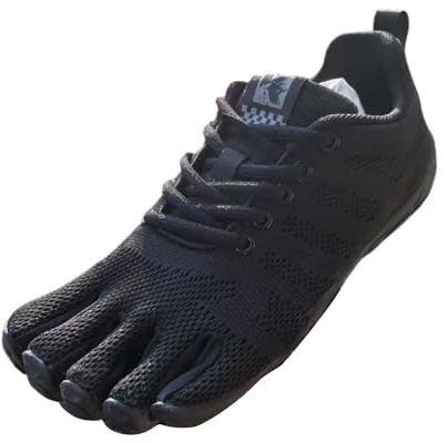 Barefoot Five-Toed Fitness Shoes – Sneakers Separated Toe Footwear for Men & Women Neuropathy, Hiking, Yoga, Gym, Beach (Black C, EU 46, Foot 11.2-11.5''/28.6-29.3 CM)