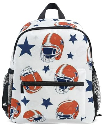 Mnsruu Kids Toddler Backpack American Football Helmets, Preschool Kindergarten Bookbag Nursery Travel Bag for Boys Girls