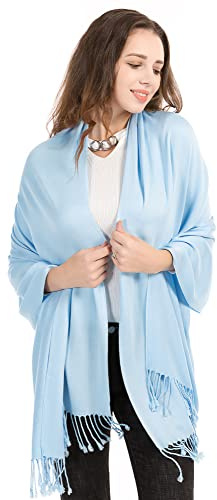 World of Shawls Super Soft Pashmina Shawl Scarf Wrap (Baby Blue)