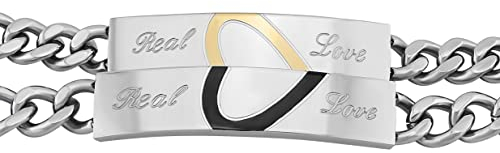 Hanessa Pärchen Armband mit Gravur 2 Stück silber gold schwarz 22/21 cm | Armband personalisiert Edelstahl für Partner Familie Beste Freundin BFF | Partnerarmbänder 2er Set Armbänder für Paare