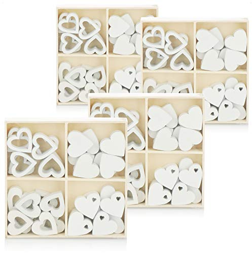 COM-FOUR® 128x heart sprinkle decoration, pequeños corazones de madera