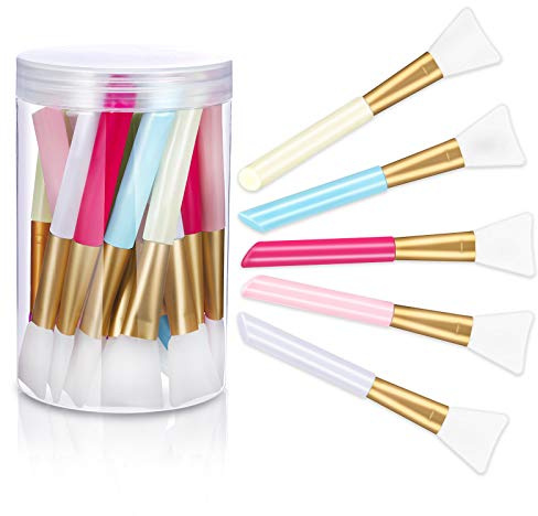 Patelai 20 Pieces Silicone Face Mask Brushes with Storage Box, Silicon Epoxy Facial Mud Cosmetic Mask Applicator Brushes for Foundation, Body Lotion and Body Butter Beauty Tools