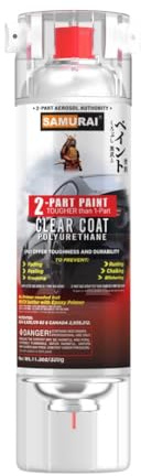 SAMURAI 2-Part Polyurethane Spray Paint Clear Coat for Car - 11.3 Ounce UV Resistant and Rust Resistant Polyurethane Spray (FLAT CLEAR, Pack of 1 Can)