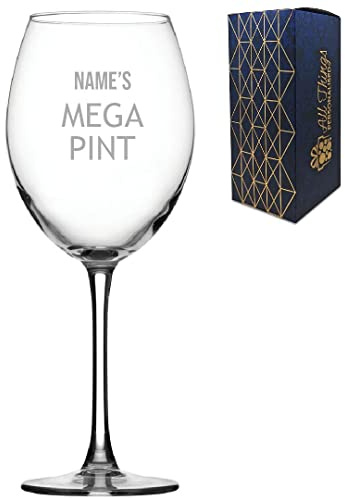 Bicchiere da vino con incisione Mega Pint, 538,6 g, citazione di prova, regalo di compleanno, regalo divertente, design moderno, inciso nel Regno Unito