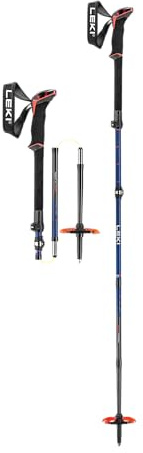 LEKI Sherpa FX Carbon - Bastoncini da Sci Midnight Blu Scuro-Rosso, 110-130 cm