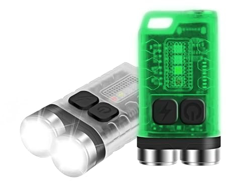 BORUIT V3 Mini Powerful Torch LED Super Bright 900LM with UV Red Blue Light,USB-C LED Rechargeable Small Pocket Keychain Torch,IP65 Waterproof 12 Modes Keyring Torch Flashlight with Magnet