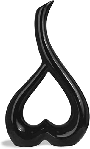 Arawat Jarrón De Cerámica Negro Corazón Floreros Deco Salón Moderno Florero Tulipán Florero Mesa Deco Jarrón para Flores Hierba De La Pampa Deco Estética Nórdica Floreros Boda Regalo 26 Cm