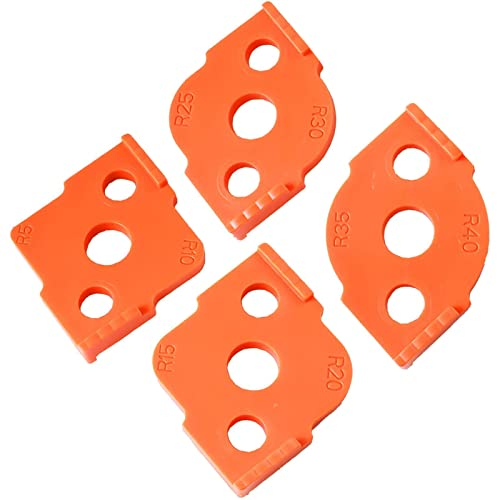 4 Pièces Gabarits de Défonceuse à Rayon, ABS D'Angle Arrondi Gabarits, Gabarit pour Defonceuse a Bois Sur Table, Coins Arrondis R5 R10 R15 R20 R25 R30 R35 R40 (Orange)