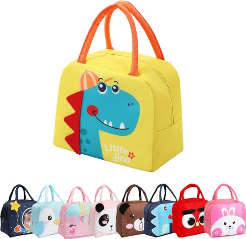 Runmeihe Kids Lunch Bag for Girls Boys Students, Reusable Cartoon Insulated Lunchbag,Small Foldable Waterproof Lunch Bags for Travel Picnic School