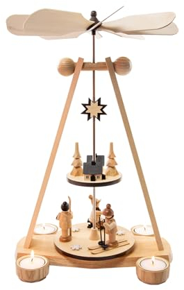 Rudolphs Schatzkiste Pirámide de velas de té, 25 x 40 x 19 cm, 25 x 40 x 19 cm, pirámide de madera