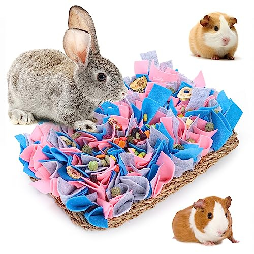 VCZONE 16 x 8 Rabbit Seagrass Snuffle Mat , Pure Hand-woven Felt Cloth Pet Foraging Mat, Enrichment Toy Bed Activity Mat for Rabbits, Bunny, Guinea Pigs, Ferrets, Chinchillas, Small Animals (16*8in)