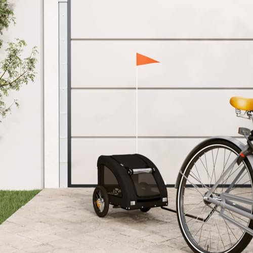 FENLAX Fahrradanhänger Hunde Schwarz Oxford-Gewebe und Eisen 124x53x53 cm Haustier Fahrradanhänger Haustieranhänger Fahrrad Hundeanhänger Hunde-Fahrradanhänger für Hunde und Andere Haustiere