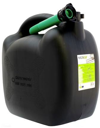 Ecocar - Bidón de 20 litros para combustible - de plástico HDPE - con trasvasor - para gasolina y diésel - con tapón de seguridad
