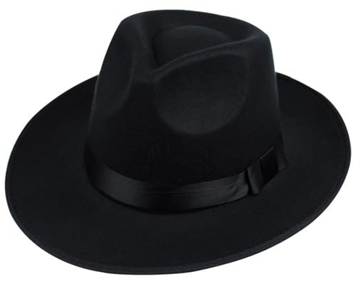 Fedora Chapeau pour Hommes Wide Brim Robe Hats Mens Fedora Classic Fashion Fashion Dishy Hats Festival Chapeau Noir Fedora pour Les fêtes de célibataire, événements de Costumes