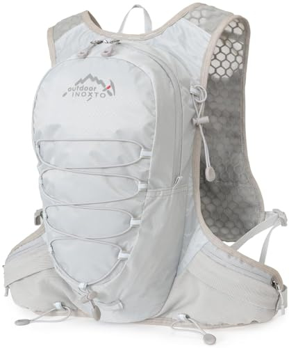 INOXTO Running Backpack, 5-liter lightweight hydration bag for outdoor hiking cross country marathon cycling competition mountaineering water bag backpack for men (Grey)