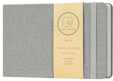 Vienrose Diarios De Acuarela, Cuadernos De Bocetos, Papel De Algodón, Prensado En Frío, Cuaderno De Acuarela Adecuado Para Técnicas Y Medios Mixtos 21×14 cm 1 Paquete Gris