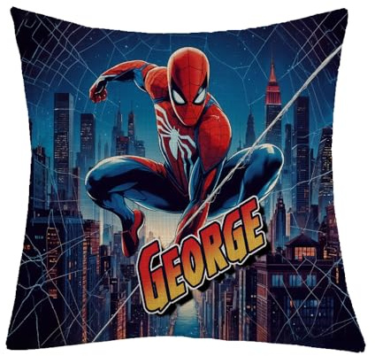 Personalized Gaming Art Print,Gift for Boys – Custom Superhero Design, Home Décor, Linen Throw Pillow/Cushion. (Linen Cushion Cover With Insert)