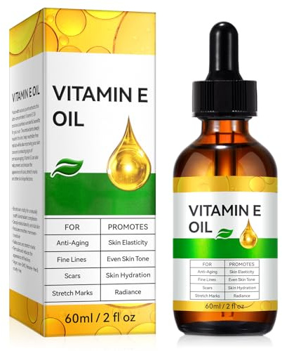 Olio di vitamina E, miscela di olio per il corpo 75.000 UI aumenta il collagene della pelle, idrata e rassoda la pelle, riduce linee sottili e cicatrici, 60 ml
