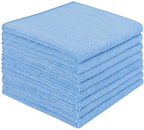 AIDEA Microfibre Cleaning Cloth Lint Free Washable Pack of 8 30x30cm Blue | Multifunctional Reusable Cleaning Cloths, Streak Free Washable Cloth Duster for House, Kitchen, Car, Motorbike, Windows