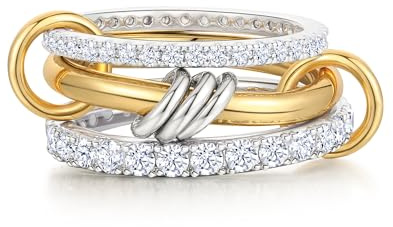 ZOERAY Anillos Mujer Hombre de Compromiso Apilables Anillo Plata de Ley Anillos de Dedo Dorado con Zirconia Cúbde Oro 18K Regalos Cumpleaños Originales para Mujers Hombre Graduacion y Aniversario