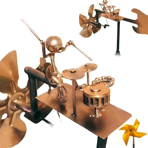 Molino de viento de metal hecho a mano, molino de viento, 32 cm, molino de viento para batería, molino de viento, molino de viento para jardín, terraza y exterior