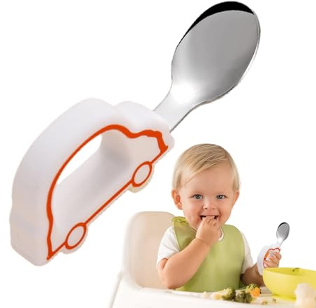 Hogvinnatil Cucchiaio da bambino, con cucchiaio e forchetta, presa ergonomica e design versatile per genitori adulti e amici