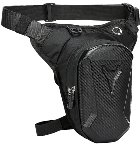 Zuxbolf Sacoche de Jambe Moto, Sacoche Moto Jambe Imperméable Homme et Femme avec 1 Mousqueton, Sacoche de Jambe Ceinture Moto en Cuir pour Course, Voyages, Vélo, Moto, Pêche