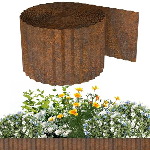 Duroecsain Borde de Jardín,Borde De Jardín | 10 m Bloques Metálicos Ondulados para el Zona de Juego El Parterre la Piscina el Callejón El Patio La Pared de Grava El Camino Césped y El