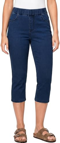 Vetinee Women's Elasticated Waist Jeans High Waisted Skinny Capri Pants Stretch Cropped Jeggings