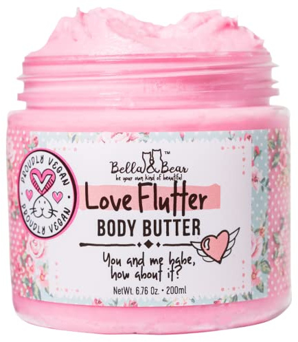 Bella & Bear Love Flutter Body Butter - Hydrating Cream for Soft, Smooth Skin | Perfect for Stretch Marks & Scars | 6.7oz of Nourishing Love