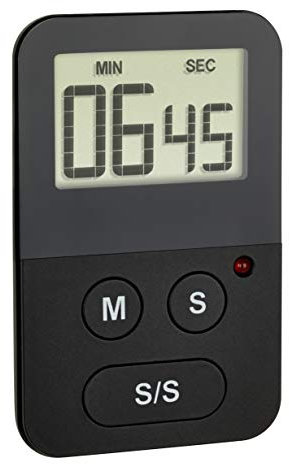 TFA Dostmann Digitaler Timer, 38.2047.01, mit Stoppuhr, Alarm-LED, klein und handlich, schwarz, (l) 50 x (b) 9 x (h) 80 mm