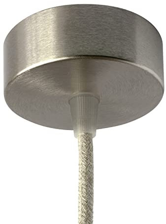 AMARCORDS - Rosone Lampadario in metallo, coprifili per lampada completo di accessori fermacavo viti e staffa da soffitto. Diametro 77mm altezza 26mm colore NICKEL
