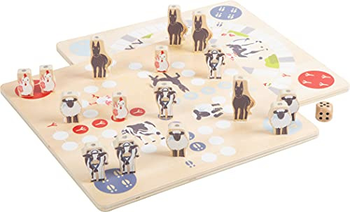 Small Foot Träspelsamling 4 Vänner, Fia, Ormar Och Stegar, Hästkapplöpning Och Staplingsspel, Från 4 År, 12228