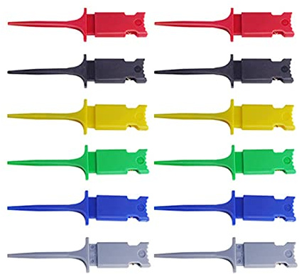 Clip Gancio Multimetro, 12 Pezzi Mini Gancio Di Prova Multimetro, 6 Colori Mini Clip Gancio Di Prova Multimetro Test Gancio Grabber Clip Di Prova Gancio Ic Ganci per Test Ic Smd per Test Elettronico